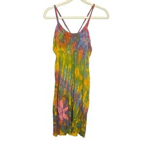 Topline Hippie Tie Dye Embroidered Plower Mini Dress Small/Medium